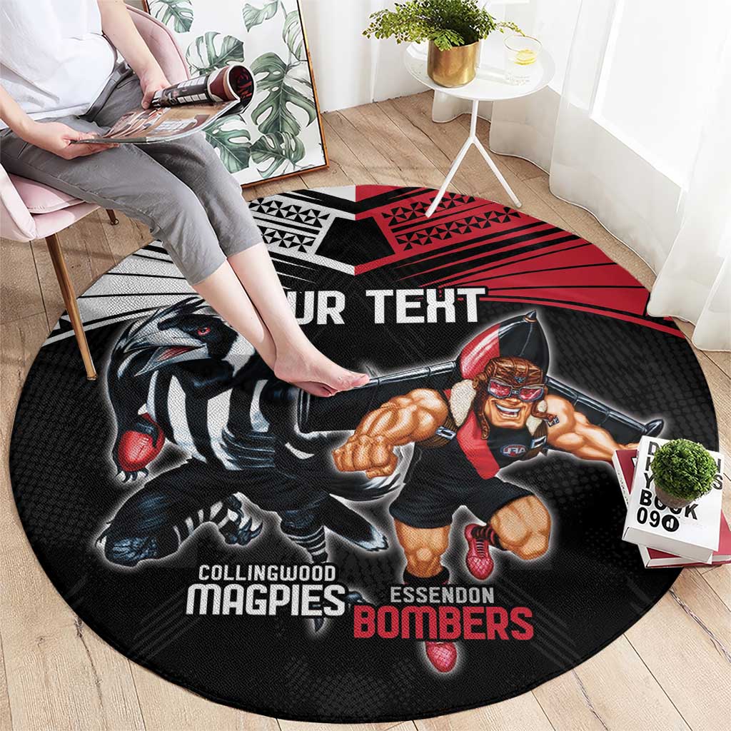 Custom Essendon and Collingwood Round Carpet Together Sporty Style