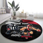 Custom Essendon and Collingwood Round Carpet Together Sporty Style