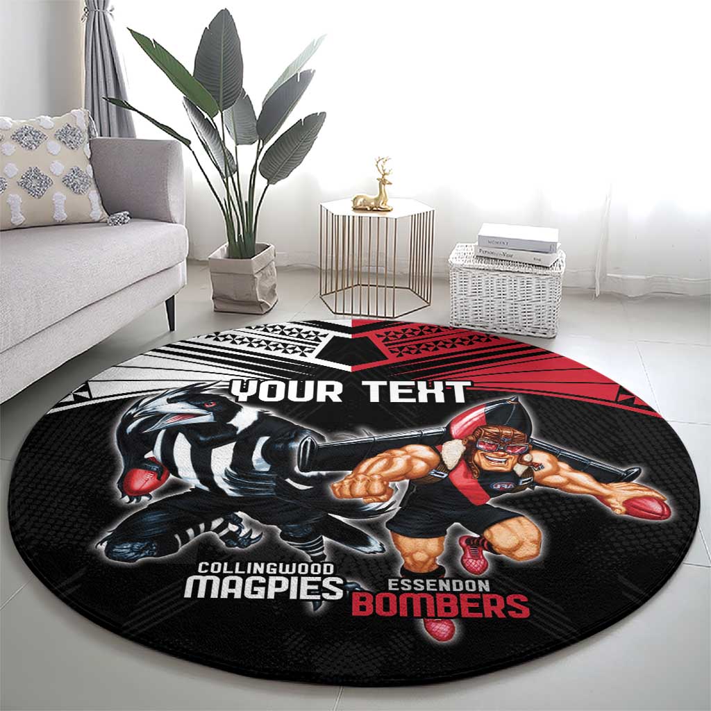 Custom Essendon and Collingwood Round Carpet Together Sporty Style