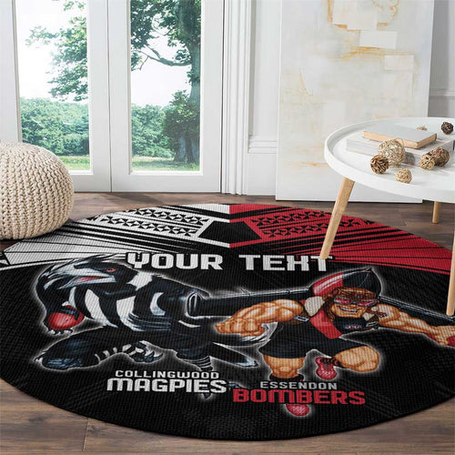 Custom Essendon and Collingwood Round Carpet Together Sporty Style