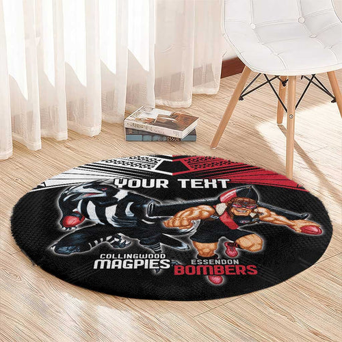 Custom Essendon and Collingwood Round Carpet Together Sporty Style