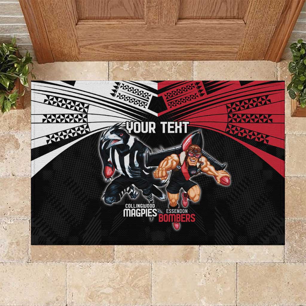 Custom Essendon and Collingwood Rubber Doormat Together Sporty Style