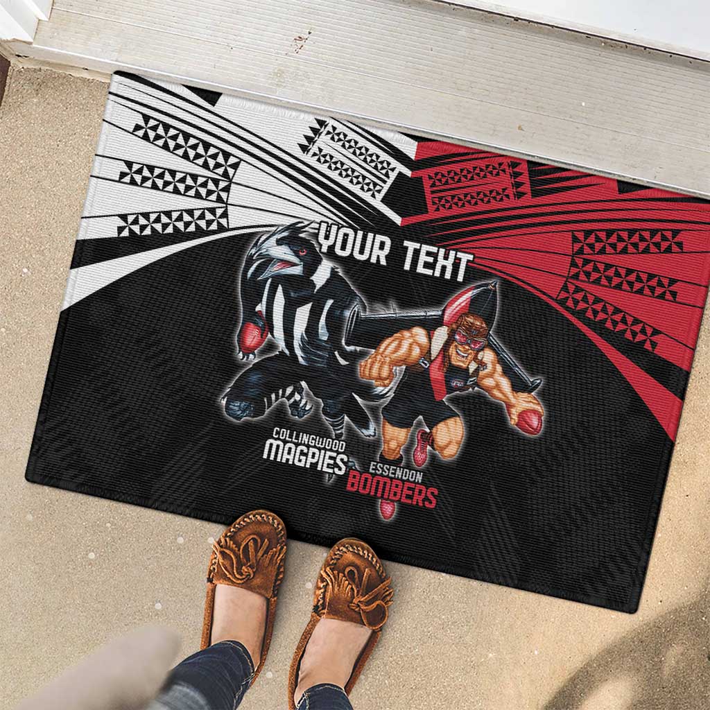 Custom Essendon and Collingwood Rubber Doormat Together Sporty Style