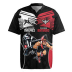 Custom Essendon and Collingwood Rugby Jersey Together Sporty Style