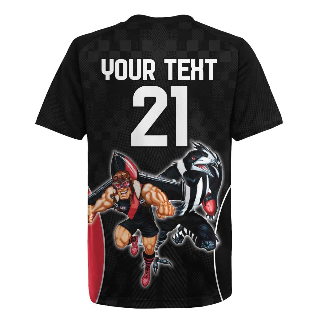 Custom Essendon and Collingwood Rugby Jersey Together Sporty Style