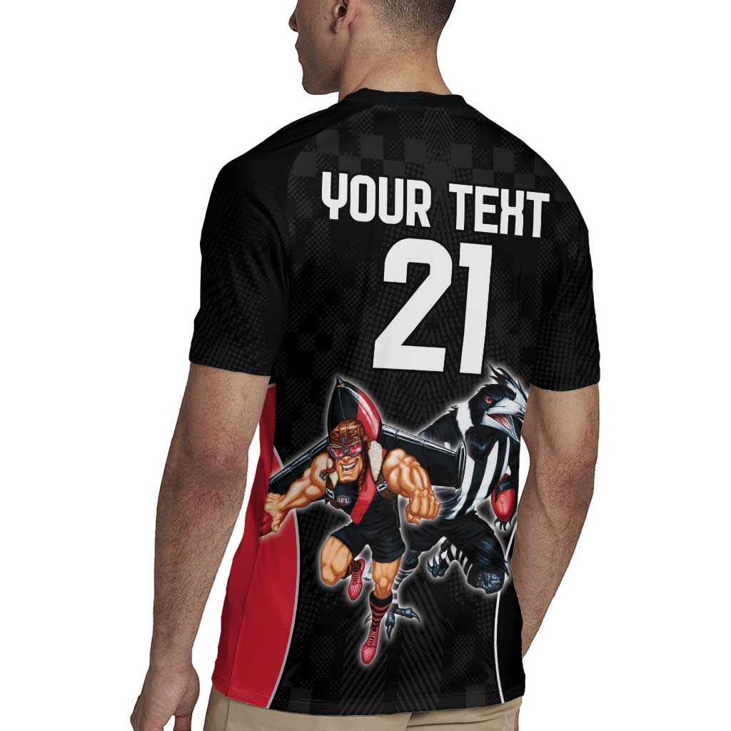 Custom Essendon and Collingwood Rugby Jersey Together Sporty Style
