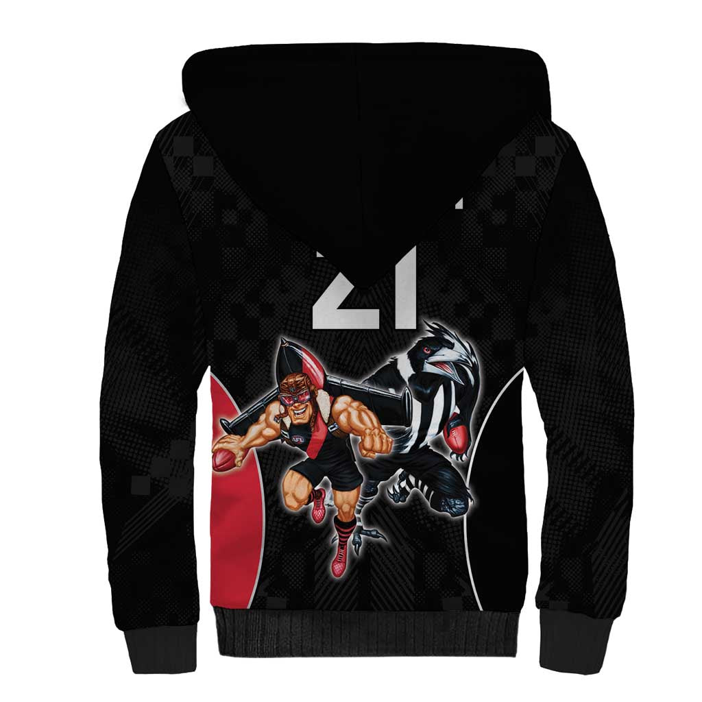 Custom Essendon and Collingwood Sherpa Hoodie Together Sporty Style