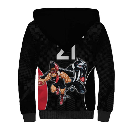 Custom Essendon and Collingwood Sherpa Hoodie Together Sporty Style