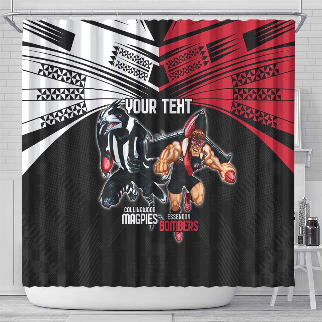 Custom Essendon and Collingwood Shower Curtain Together Sporty Style