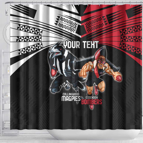 Custom Essendon and Collingwood Shower Curtain Together Sporty Style