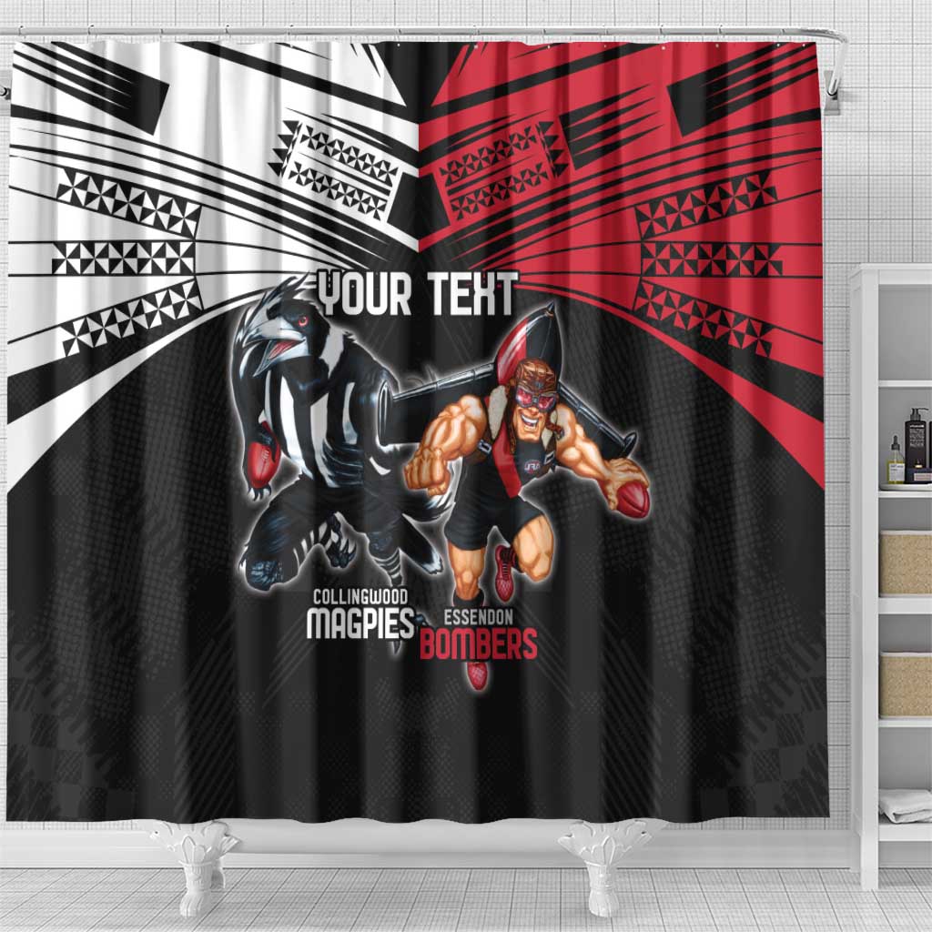 Custom Essendon and Collingwood Shower Curtain Together Sporty Style