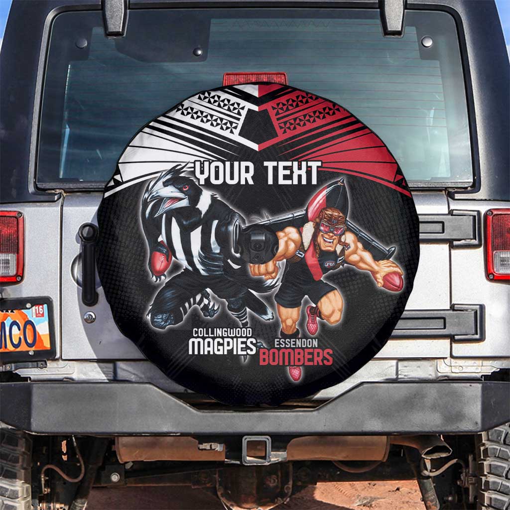 Custom Essendon and Collingwood Spare Tire Cover Together Sporty Style