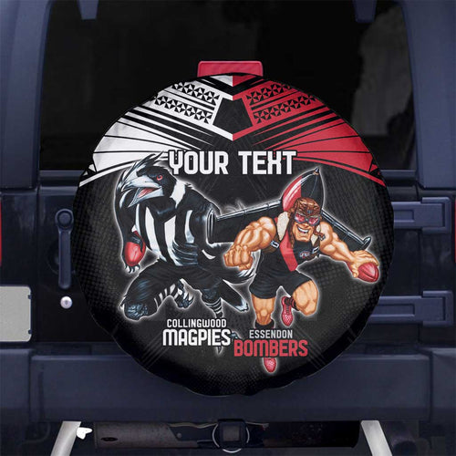 Custom Essendon and Collingwood Spare Tire Cover Together Sporty Style