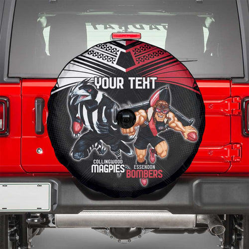 Custom Essendon and Collingwood Spare Tire Cover Together Sporty Style