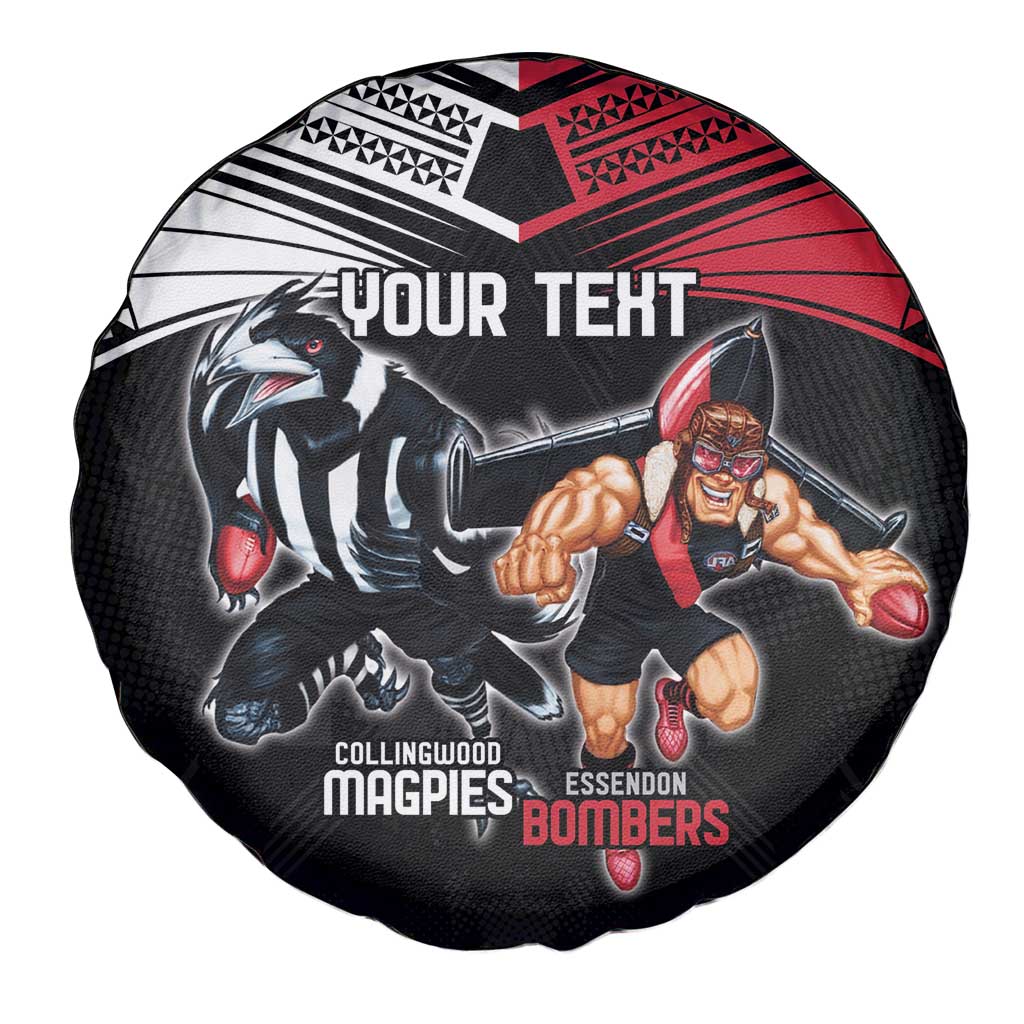 Custom Essendon and Collingwood Spare Tire Cover Together Sporty Style