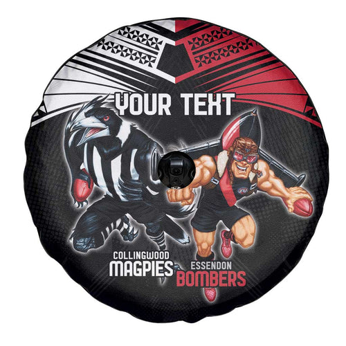 Custom Essendon and Collingwood Spare Tire Cover Together Sporty Style