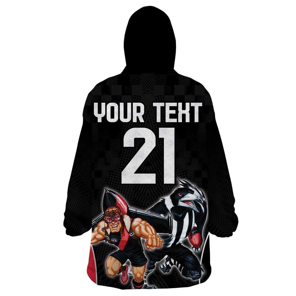 Custom Essendon and Collingwood Wearable Blanket Hoodie Together Sporty Style