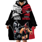 Custom Essendon and Collingwood Wearable Blanket Hoodie Together Sporty Style
