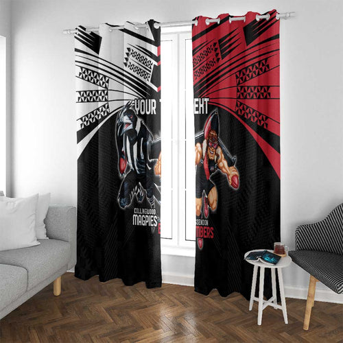 Custom Essendon and Collingwood Window Curtain Together Sporty Style