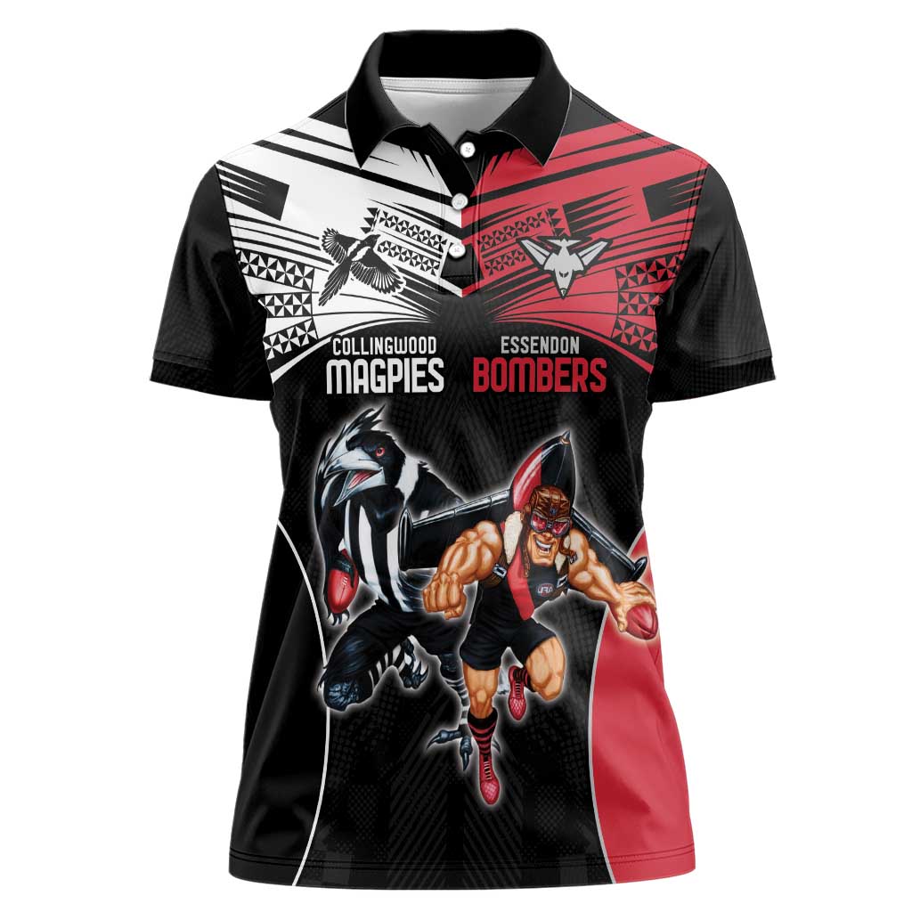 Custom Essendon and Collingwood Women Polo Shirt Together Sporty Style