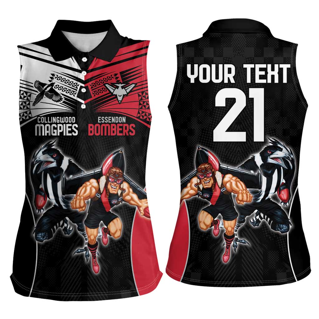 Custom Essendon and Collingwood Women Sleeveless Polo Shirt Together Sporty Style