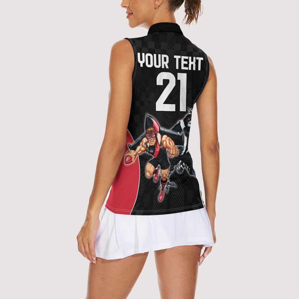 Custom Essendon and Collingwood Women Sleeveless Polo Shirt Together Sporty Style