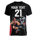 Custom Essendon and Collingwood Women V-Neck T-Shirt Together Sporty Style