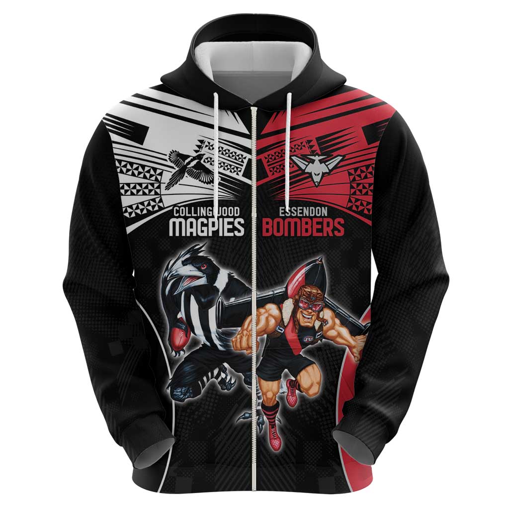 Custom Essendon and Collingwood Zip Hoodie Together Sporty Style