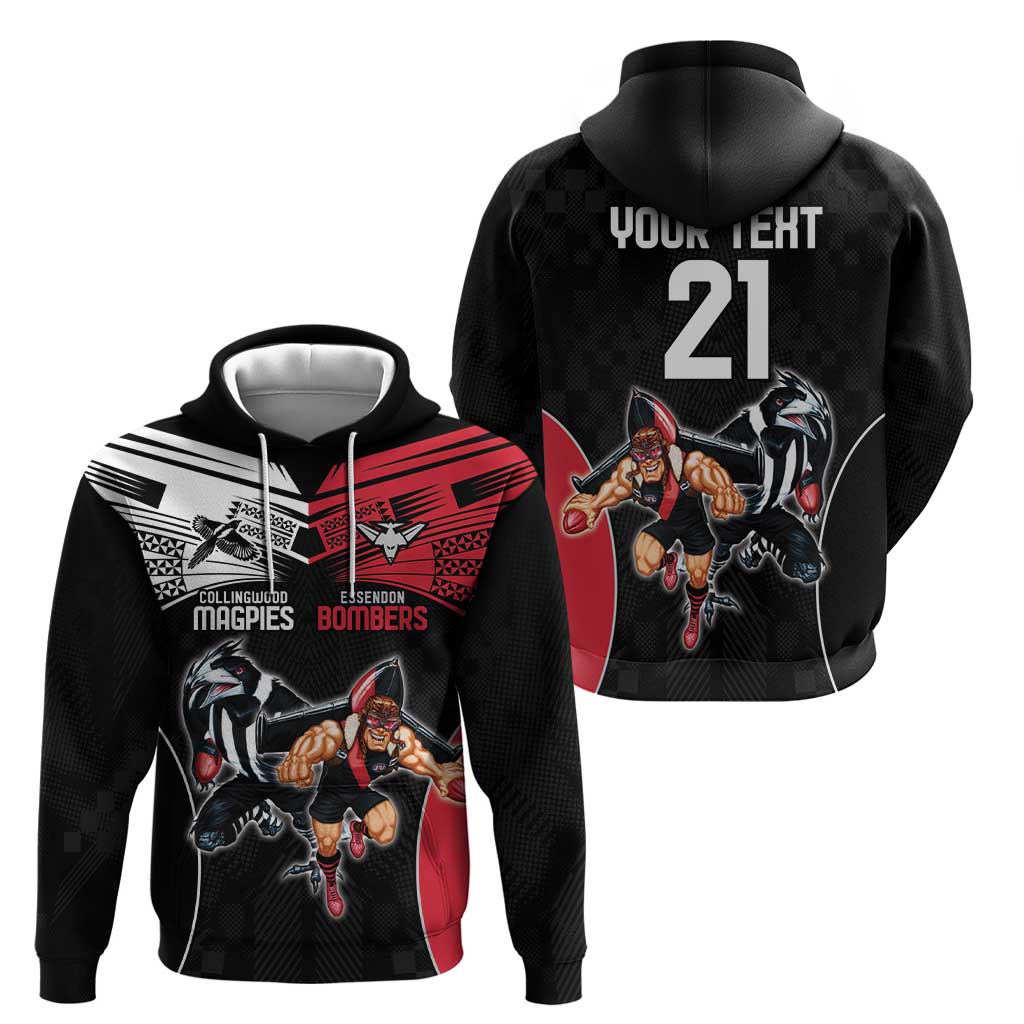 Custom Essendon and Collingwood Zip Hoodie Together Sporty Style