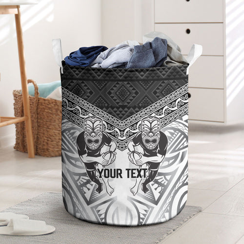 Custom Rugby New Zealand Black Fern Laundry Basket Niho Taniwha Inspired
