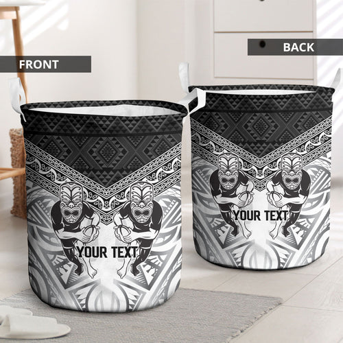 Custom Rugby New Zealand Black Fern Laundry Basket Niho Taniwha Inspired