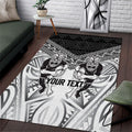 Custom Rugby New Zealand Black Fern Area Rug Niho Taniwha Inspired