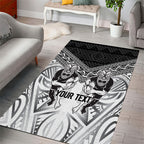 Custom Rugby New Zealand Black Fern Area Rug Niho Taniwha Inspired