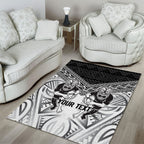 Custom Rugby New Zealand Black Fern Area Rug Niho Taniwha Inspired