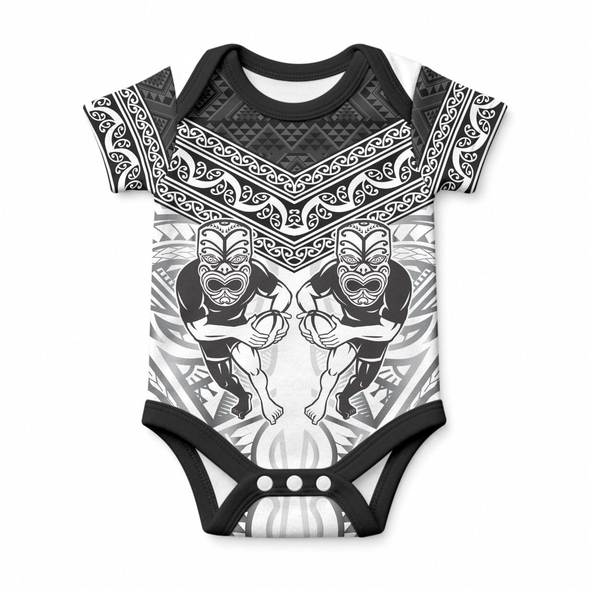 Custom Rugby New Zealand Black Fern Baby Onesie Niho Taniwha Inspired