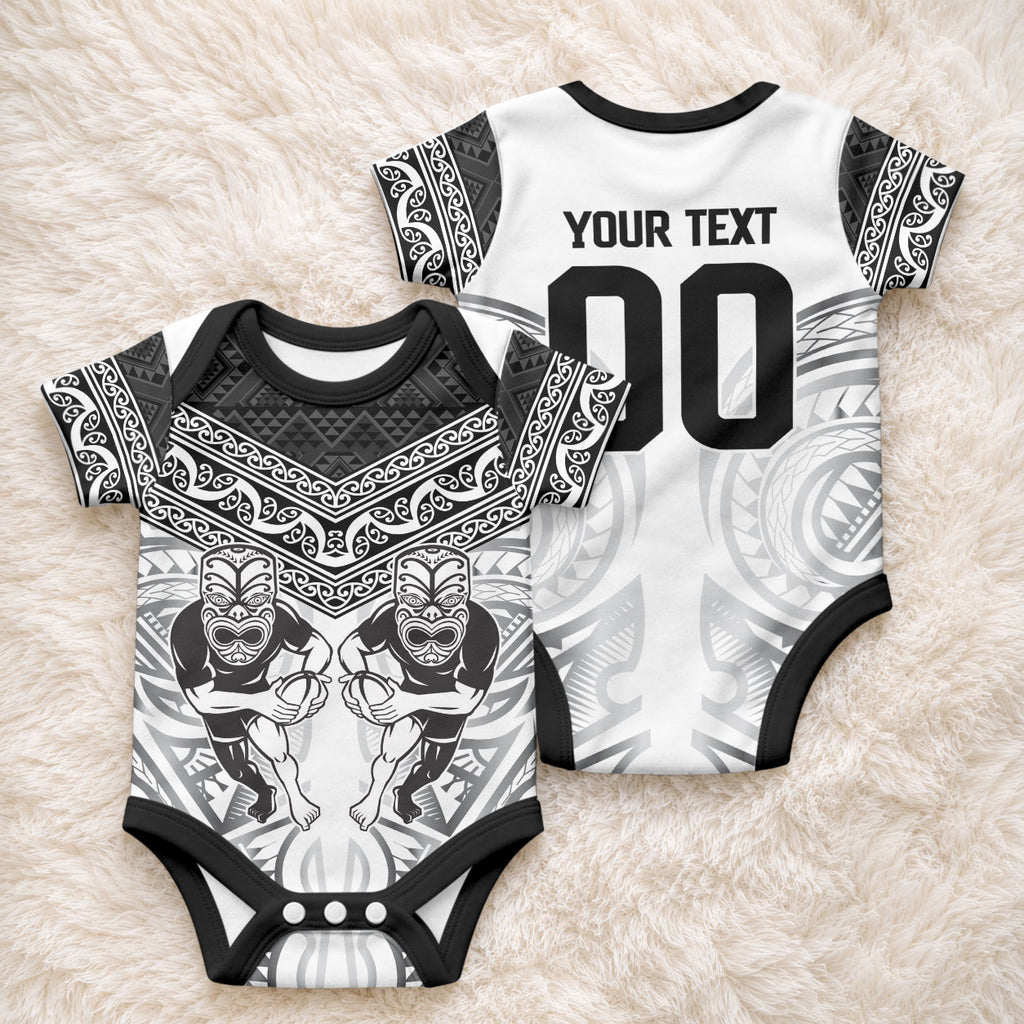 Custom Rugby New Zealand Black Fern Baby Onesie Niho Taniwha Inspired
