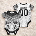 Custom Rugby New Zealand Black Fern Baby Onesie Niho Taniwha Inspired