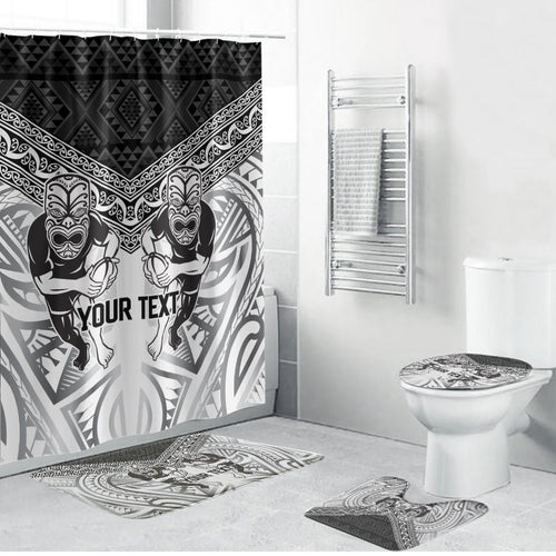 Custom Rugby New Zealand Black Fern Bathroom Set Niho Taniwha Inspired
