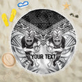 Custom Rugby New Zealand Black Fern Beach Blanket Niho Taniwha Inspired