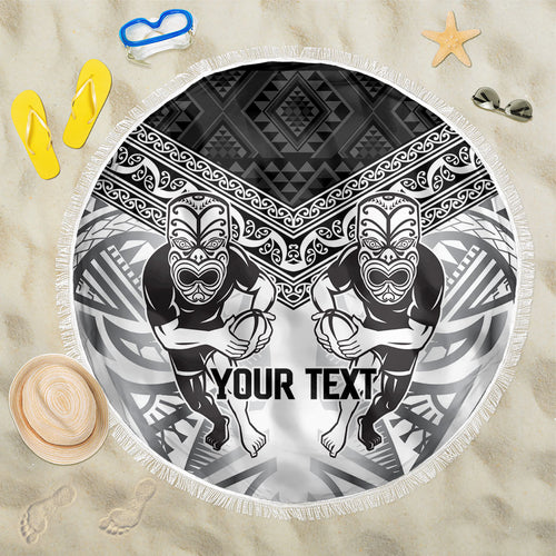 Custom Rugby New Zealand Black Fern Beach Blanket Niho Taniwha Inspired