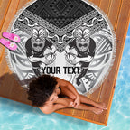 Custom Rugby New Zealand Black Fern Beach Blanket Niho Taniwha Inspired