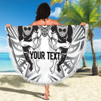 Custom Rugby New Zealand Black Fern Beach Blanket Niho Taniwha Inspired