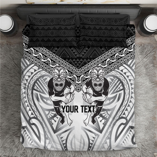 Custom Rugby New Zealand Black Fern Bedding Set Niho Taniwha Inspired