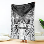 Custom Rugby New Zealand Black Fern Blanket Niho Taniwha Inspired