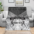Custom Rugby New Zealand Black Fern Blanket Niho Taniwha Inspired