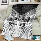 Custom Rugby New Zealand Black Fern Blanket Niho Taniwha Inspired