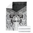 Custom Rugby New Zealand Black Fern Blanket Niho Taniwha Inspired