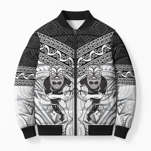 Custom Rugby New Zealand Black Fern Bomber Puffer Jacket Niho Taniwha Inspired