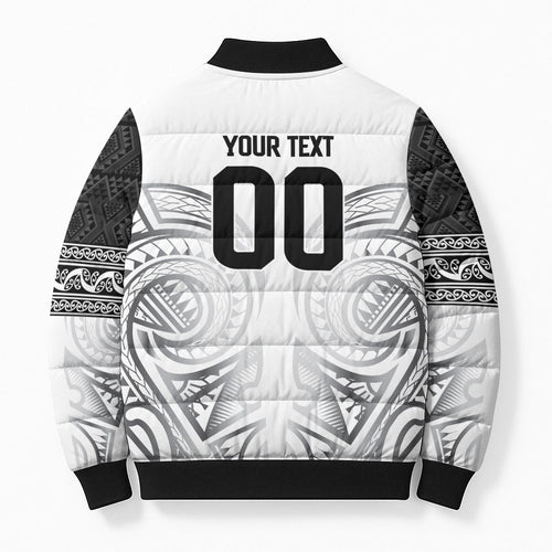 Custom Rugby New Zealand Black Fern Bomber Puffer Jacket Niho Taniwha Inspired