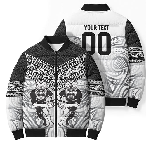 Custom Rugby New Zealand Black Fern Bomber Puffer Jacket Niho Taniwha Inspired